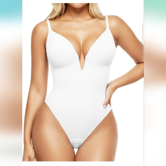 Popilush White Shapewear Tummy Control Corset Bodysuit Size Medium - Picture 1 of 13